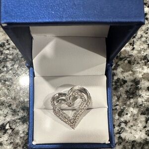 14k White Gold Diamond Heart Necklace Charm ONLY